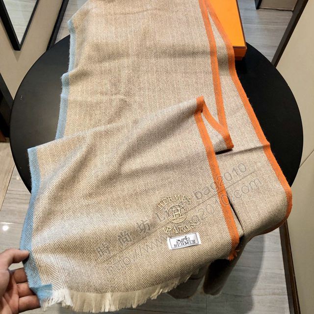 HERMES圍巾 2019新品 羊絨經典條紋編織圍巾 愛馬仕爆款情侶長圍巾  llwj6658